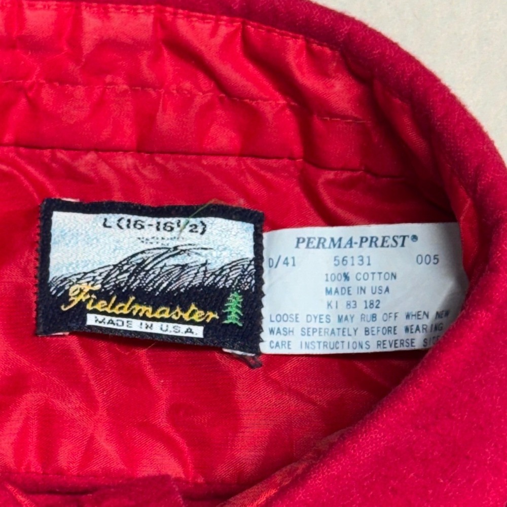 Vintage Fieldmaster Perma-Prest Large Red Cotton Flannel Work Shirt Made in USA - Picture 3 of 6